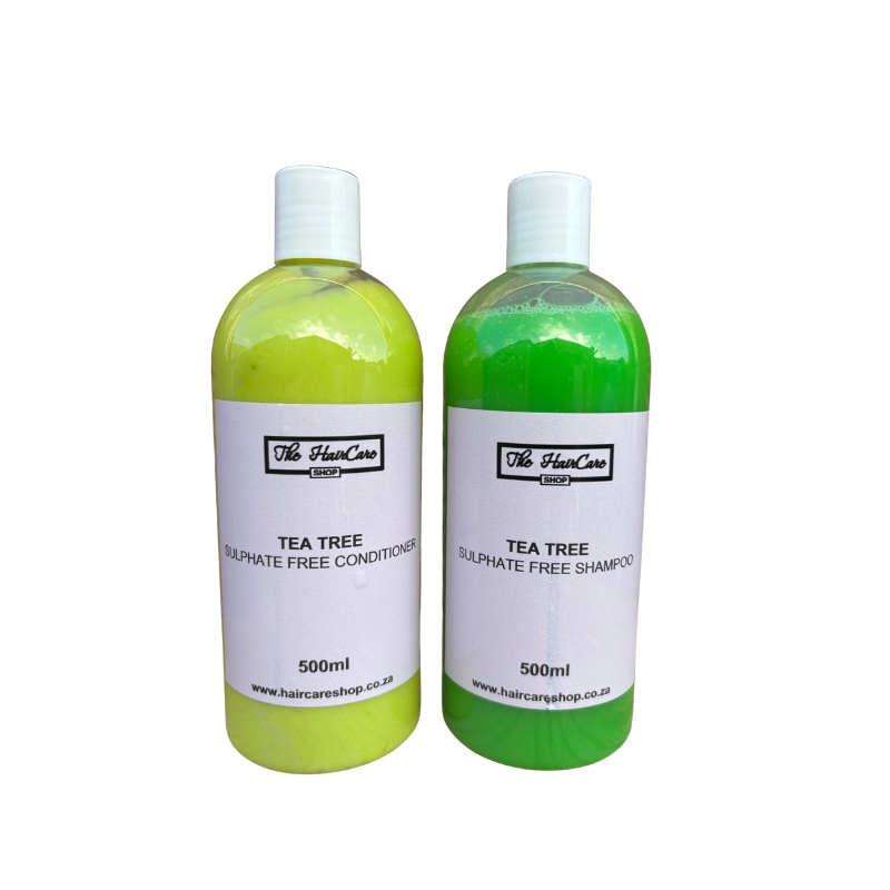 Tea Tree Shampoo and Conditioner Set for scalp care under protective styles